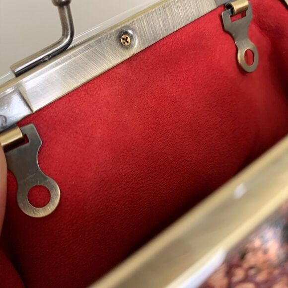 Handmade Genuine Leather Floral Printed, Metal Frame Large Purse/ Wristlet - Picture 15 of 15